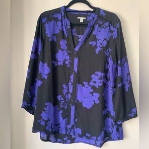 Halogen Blouse in black and purple, Size L